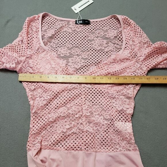 CBR blush pink lace long sleeve bodysuit Sz Large - Picture 10 of 10